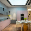 Kitchen Cabinet Melamine Kitchen Cabinet Matt Grey And Pink Lacquer Door Kitchen Cabinet L-Shape Kitchen Closet