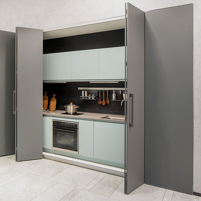 Dust-Proof Concealed Pocket Door Cabinet Kitchen Cabinet with Modern Pocket Sliding Doors