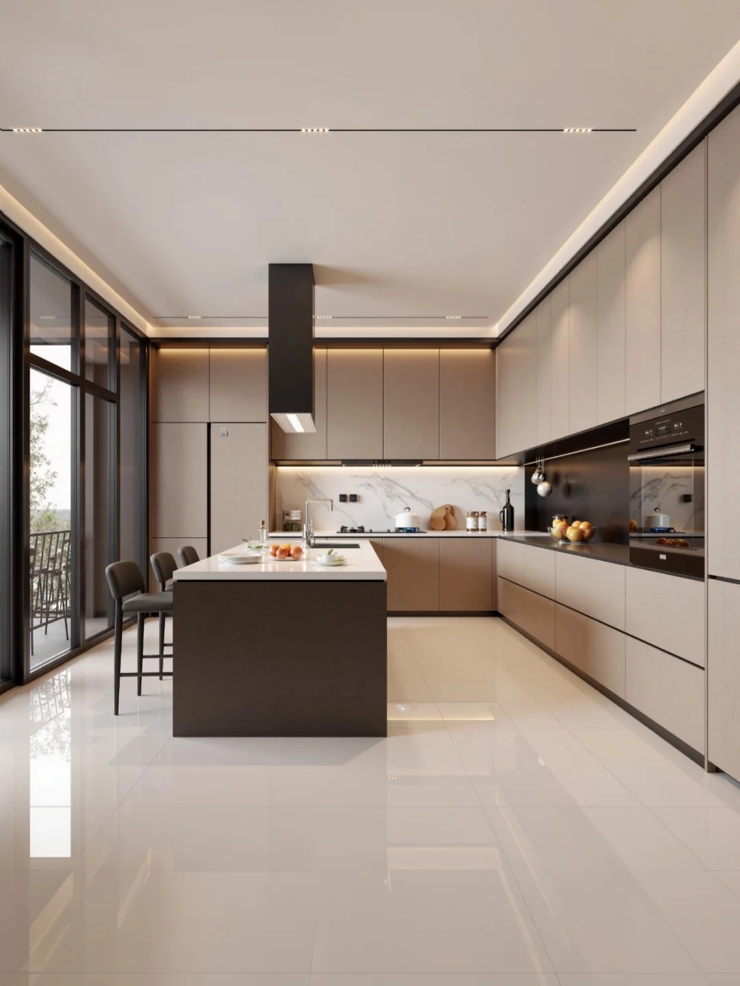 Sophisticated Open - Concept Kitchen Cabinets