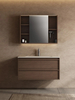 Tocador de baño personalizado conjunto entero con acabado de madera marrón y almacenamiento integrado