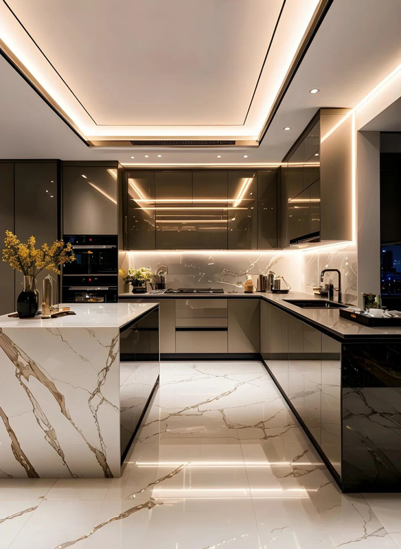 Sleek and Modern Open - L - Dulapuri de bucătărie în formă de L