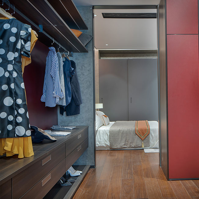 Newly Designed Luxury Walk In Closet Wardrobe Laminate Bedroom Modern Wardrobe/Wooden Grain Melamine Mixed with Lacquer Walk-in-closet 