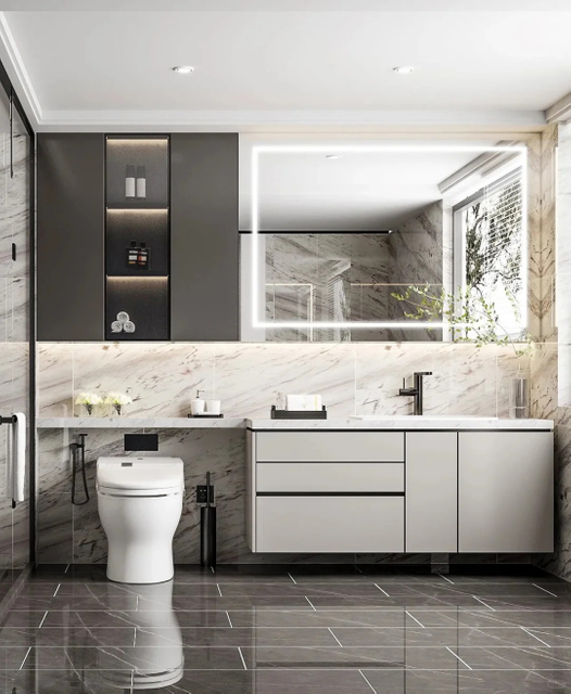 Modern Bathroom Vanity with Mirror Wall Cabinet