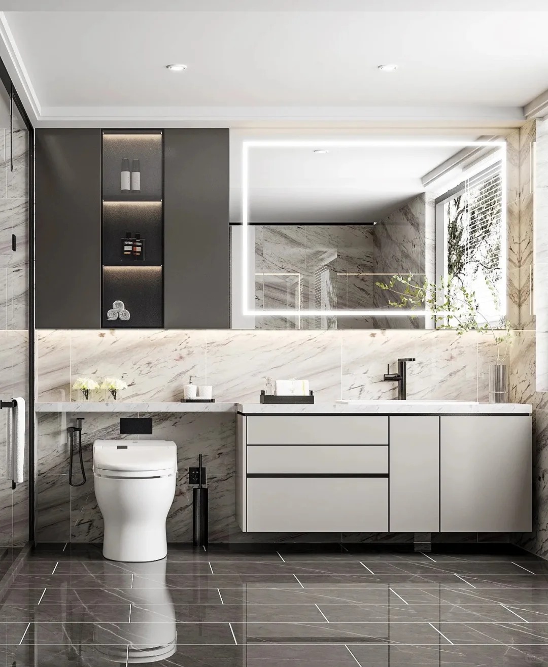 Modern Bathroom Vanity with Mirror Wall Cabinet: Sleek Design And Ample Storage