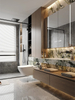 Customed Bathroom Vanity Whole Set with Marbled - Effect Finish And Integrated Storage