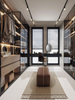 Customed Walk - in Closet Whole Set Light And Dark - Toned Wooden Lacquer Wardrobe with Abundant Storage And Transparent Glass