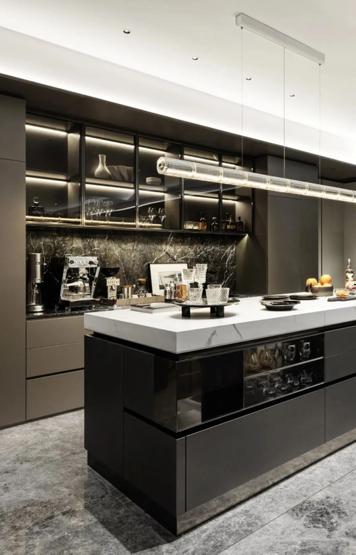 Sophisticated Open - Concept Kitchen: A Showcase of Modern Cabinetry And Island