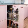 Kitchen Cabinet Melamine Kitchen Cabinet Matt Grey And Pink Lacquer Door Kitchen Cabinet L-Shape Kitchen Closet