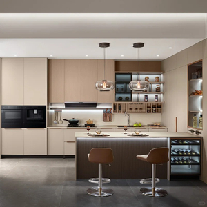 Sleek and Functional Single - Row Kitchen Cabinets