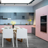 Kitchen Cabinet Melamine Kitchen Cabinet Matt Grey And Pink Lacquer Door Kitchen Cabinet L-Shape Kitchen Closet