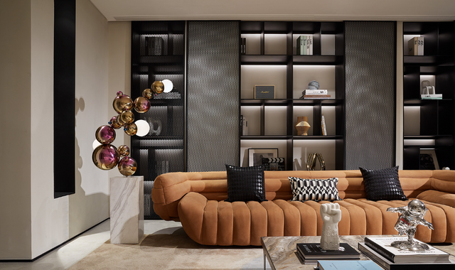 Contemporary Black - framed Storage Cabinets with Integrated Lighting
